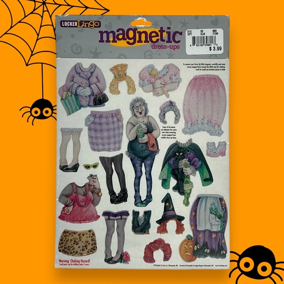 Halloween Locker Lingo Magnetic Dress-Ups Witch Frankensteins Monster Vintage - Picture 3 of 6